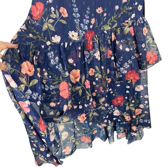 Eliza J Floral Surplice Asymmetric Midi Dress Size 16 - Picture 5 of 9